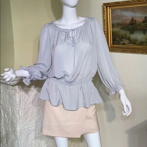 Jacob Soft Grey Peasant Style Light Blouse